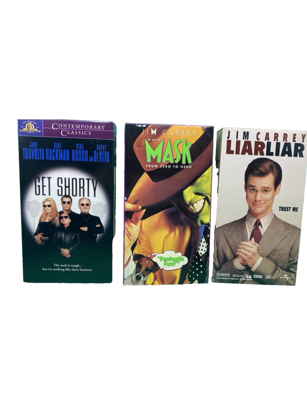 Lot of 3 Vintage 90s Comedy VHS Tapes - Get Shorty, The Mask, Liar Liar